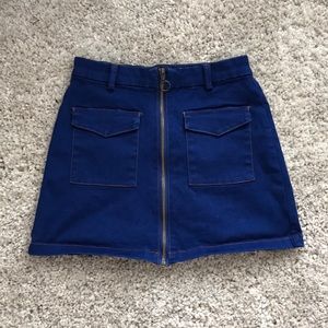 Blue jean zip down skirt